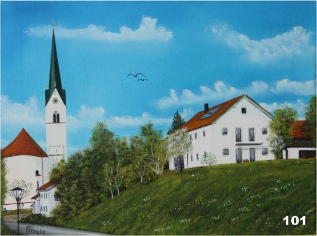 Nr.101 Schwindkirchen Kirche und Anwesen von Meier.